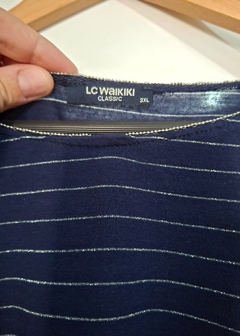 Çizgili, Uzun Kollu Kadın penye Bluz - Görsel 3