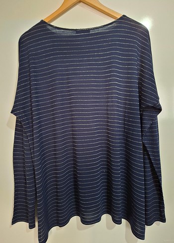 Çizgili, Uzun Kollu Kadın penye Bluz - Görsel 7