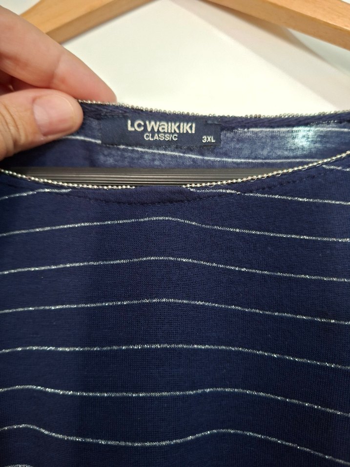 Çizgili, Uzun Kollu Kadın penye  Bluz - Görsel 3