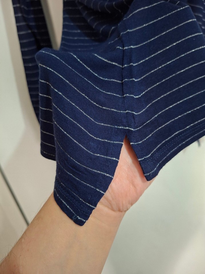 Çizgili, Uzun Kollu Kadın penye  Bluz - Görsel 4