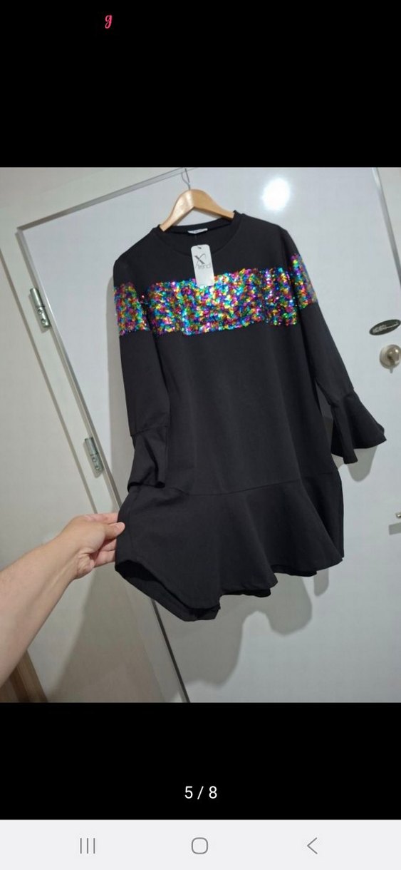 Renkli Desenli Uzun Kollu Salaş Tunik - Görsel 5