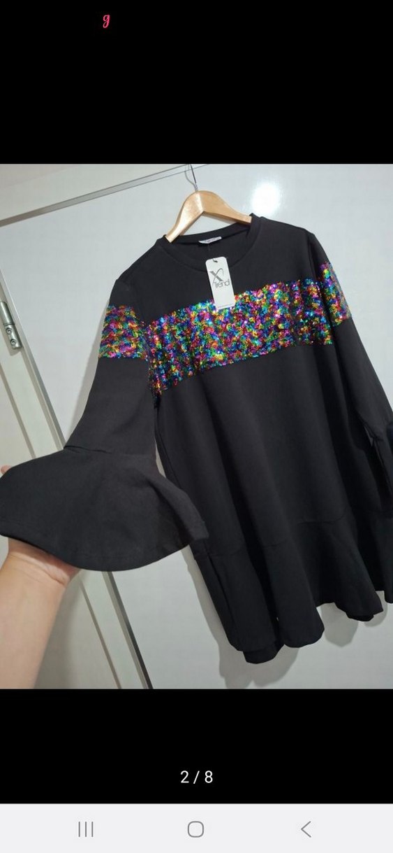 Renkli Desenli Uzun Kollu Salaş Tunik - Görsel 2