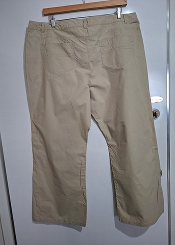 Bej Bol Kesim Keten Kumaş Kadın Pantolon - Görsel 5