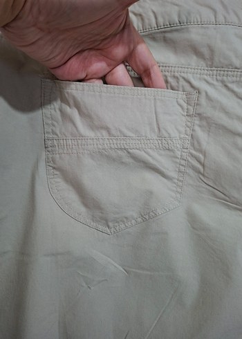 Bej Bol Kesim Keten Kumaş Kadın Pantolon - Görsel 6