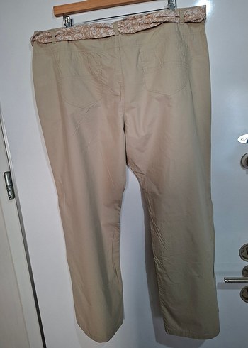 Bej Bol Kesim Keten Kumaş Kadın Pantolon - Görsel 10