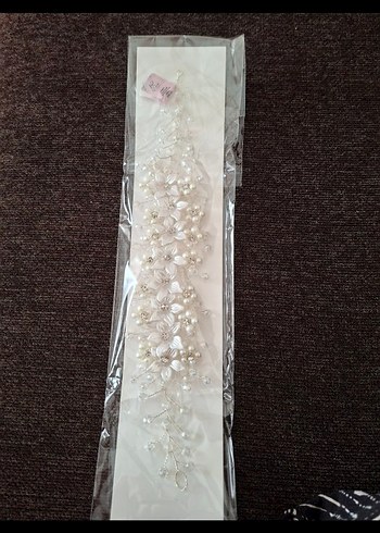İnci Boncuklu Beyaz Kadın Saç Aksesuarı gelin tacı - Görsel 3