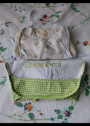 Nakışlı Yeşil Bebek Önlüğü 2 li - Görsel 7