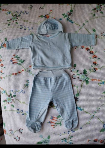 Nakışlı Mavi Bebek Takımı, Uzun Kollu, penye - Görsel 6