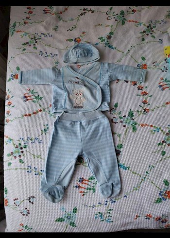 Nakışlı Mavi Bebek Takımı, Uzun Kollu, penye - Görsel 5