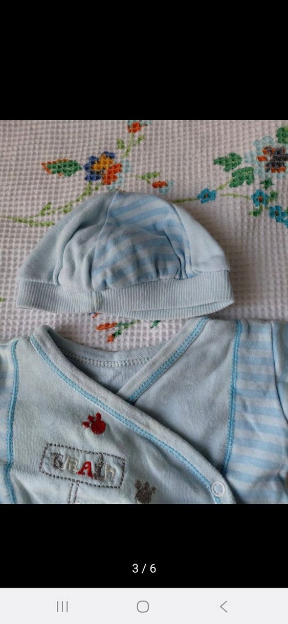 Nakışlı Mavi Bebek Takımı, Uzun Kollu, penye - Görsel 3