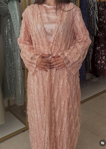 Pembe Uzun Bağcıklı Bohem Kadın Abaya