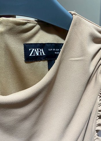 m Beden Zara Bej Drapeli Mini Elbise