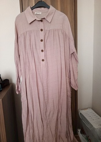 Uzun Kollu Bej Bohem Kadın Elbise - Görsel 2