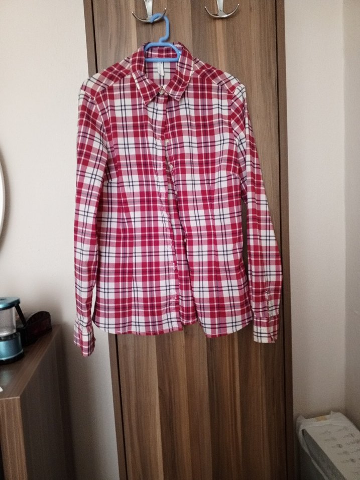 Kadın Kırmızı Pamuklu Uzun Kollu Gömlek - Görsel 2