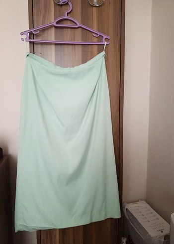 Drapeli Uzun Yeşil Kadın Etek - Görsel 2