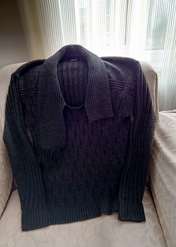 Gri Boğazlı Örgü Kadın Kazak - Görsel 2