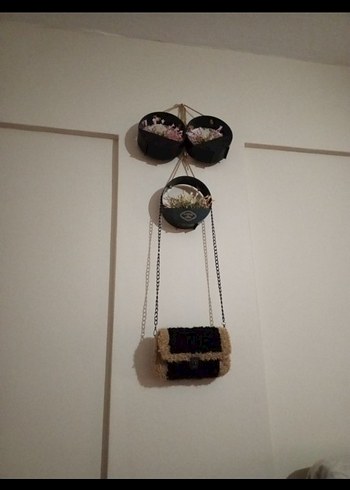 Siyah Örgü Detaylı Bohem Kadın Çanta - Görsel 4