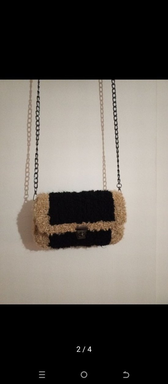 Siyah Örgü Detaylı Bohem Kadın Çanta - Görsel 2