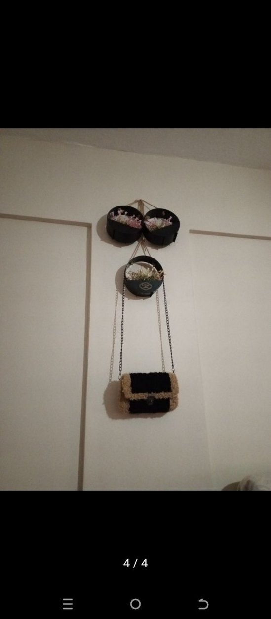 Siyah Örgü Detaylı Bohem Kadın Çanta - Görsel 4