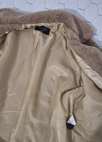 Kadın Bej Peluş Midi Kaban - Görsel 4