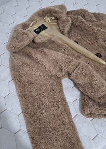 Kadın Bej Peluş Midi Kaban - Görsel 3