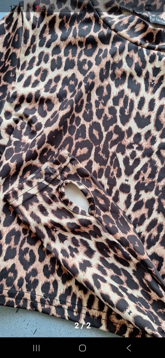 Leopar Desenli Uzun Kollu Boğazlı Bluz - Görsel 2