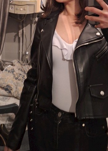 Stradivarius Kadın Deri Biker Ceket