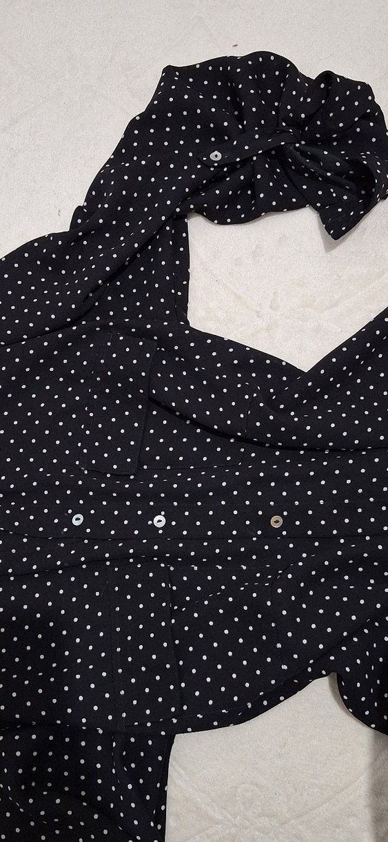 Siyah Puantiyeli Uzun Kollu Kadın Gömlek - Görsel 3