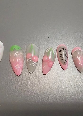 Çilek Takma Tırnak !YENİ ÜRÜN! - Görsel 3