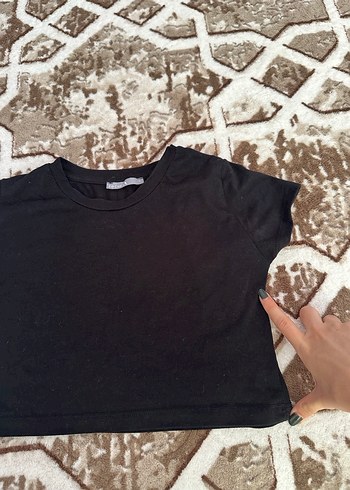 Siyah Kadın Crop Tişört - Görsel 3