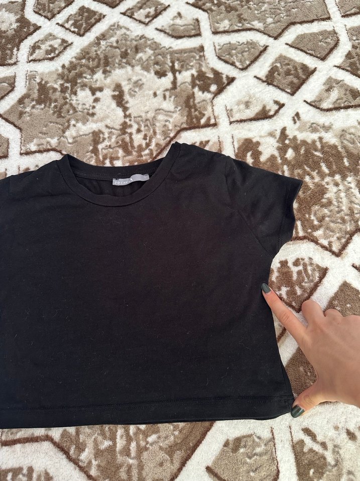 Siyah Kadın Crop Tişört - Görsel 3