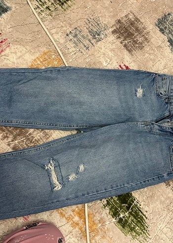 Kadın Mavi Denim Bol Kesim Midi Jean - Görsel 3