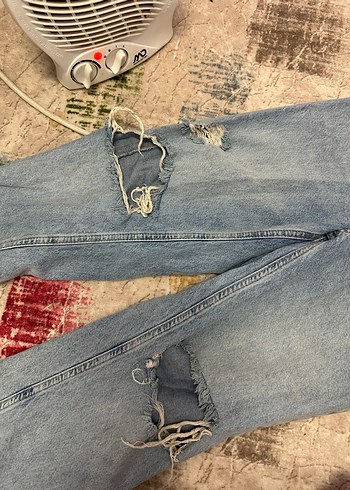 Mavi Bol Kesim Midi Kadın Kot Pantolon - Görsel 4