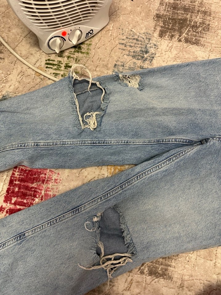 Mavi Bol Kesim Midi Kadın Kot Pantolon - Görsel 4