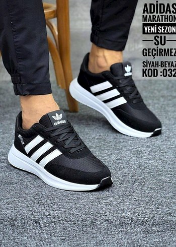 44 Beden siyah Renk Adidas Erkek Siyah Spor Ayakkabı