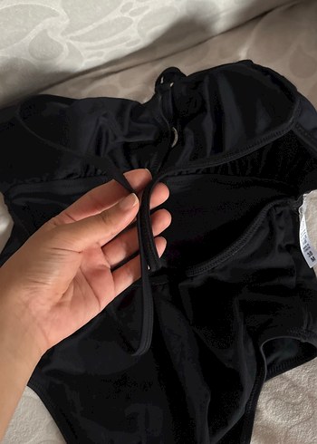 m Beden Siyah Transparan Strappy Gotik Mayo