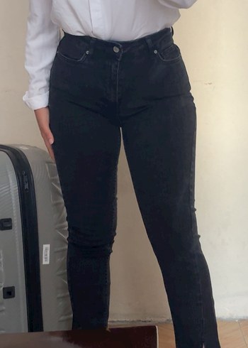 xs Beden Düğmeli Koyu Renk Midi Boy Kadın Jean