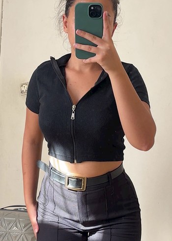 Kadın Siyah Crop Top