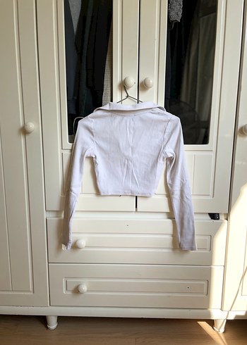 Zara Beyaz V Yakalı Uzun Kollu Kadın Bluz
