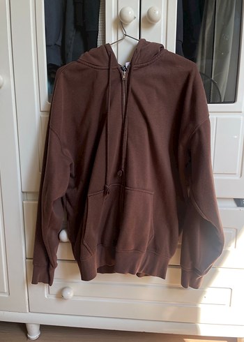 Kahverengi Fermuarlı Kadın Sweatshirt