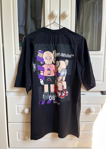 Off-White Mor Baskılı Erkek Tişört Oversize Kesim