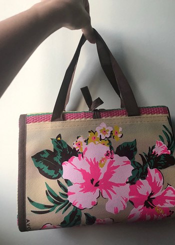 Avon Çiçek Desenli Renkli Plaj Hasırı