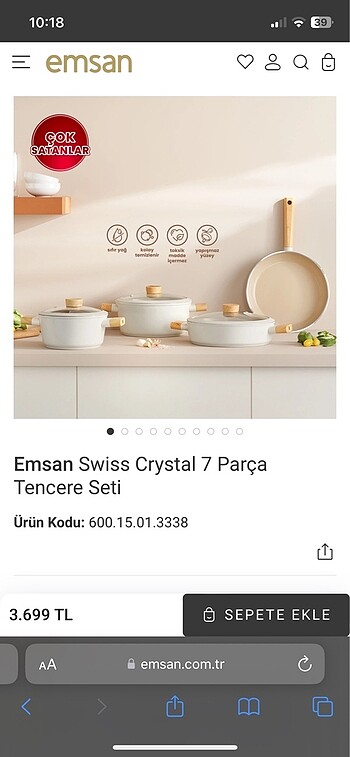 Emsan swiss crystal 7 parça tencere seti