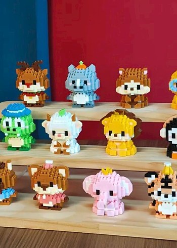 Hayvan Figürlü Mini Bricks Seti 12 Farklı Model