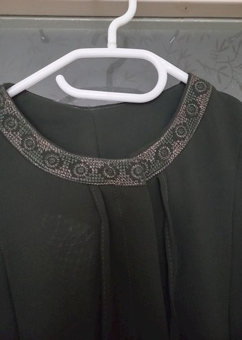 Uzun Kollu koyu yeşil renk ferace - Görsel 3