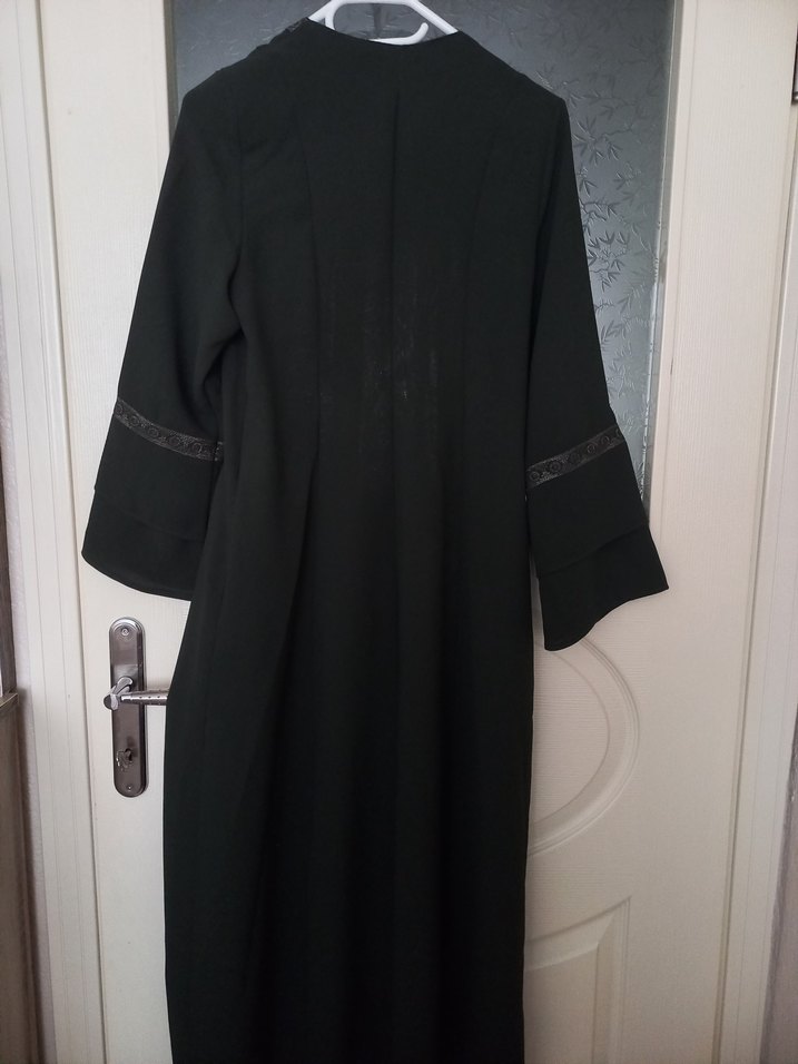 Uzun Kollu koyu yeşil renk ferace - Görsel 5