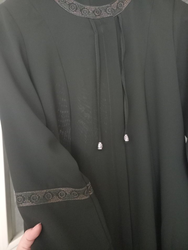 Uzun Kollu koyu yeşil renk ferace - Görsel 2