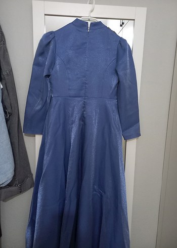 Mavi Drapeli Uzun Abiye Elbise - Görsel 5