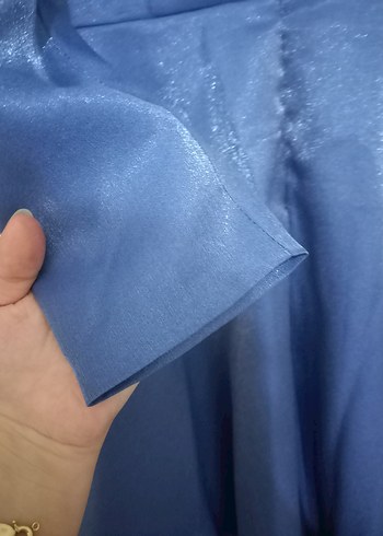 Mavi Drapeli Uzun Abiye Elbise - Görsel 4