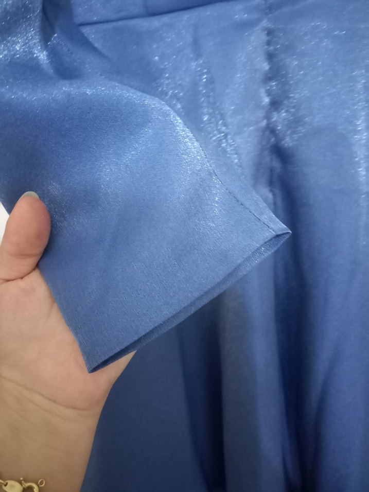 Mavi Drapeli Uzun Abiye Elbise - Görsel 4